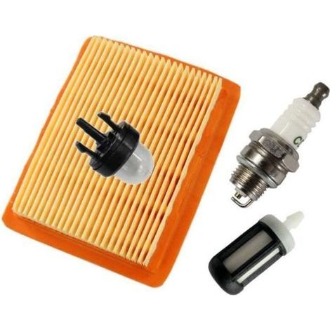 Luftfilterpaar + Kraftstofffilter + Zündkerzen Für Stihl Fs120, Fs200, Fs250, Fs300, Fs310, Fs350, Fs400, Sp481 Freischneider