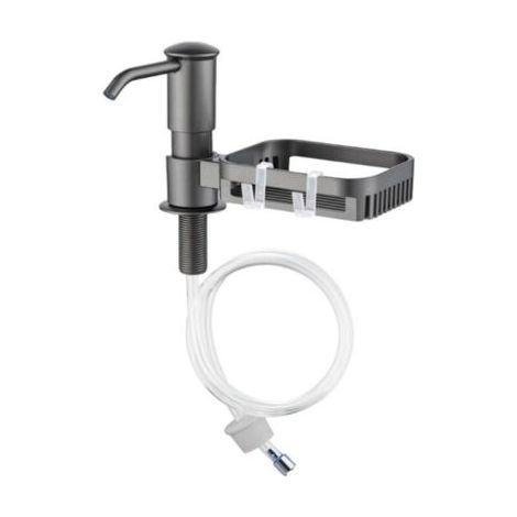 Bunthaus Distributeur De Savon Intégré Avec Support De Rangement Design Antifuite, Kit Tube Noir, Pour Cuisine Et Salle De Bain