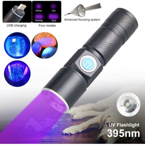 Bunthaus Mini Torche Usb En Alliage D'Aluminium (lumière Violette), Torche Rechargeable À Lumière Forte Led