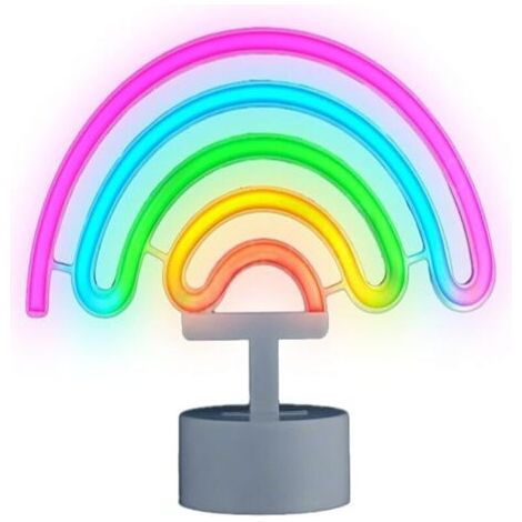 Bunthaus Néondirigéveilleuse Arc-en-ciel, Avec Socle, Peut Être Alimentée Par Des Piles Ouusbalimenté Par