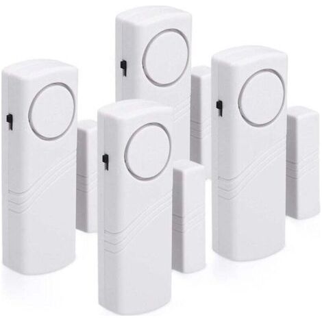 Bunthaus Alarme Porte Et Fenêtre - Pack De 4 Systèmes D'Alarme Antivol Sans Fil - Protection De Votre Domicile Contre Le Vol - Fonctionnement Magnétique - 100 Db