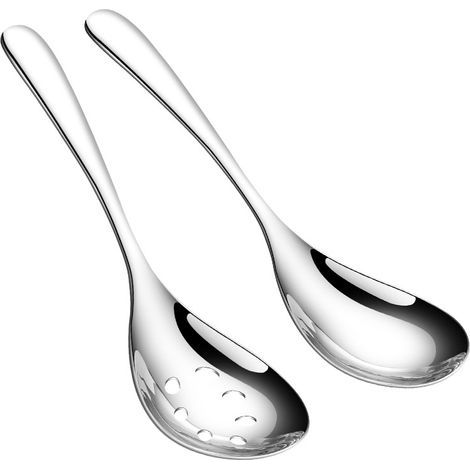Bunthaus Lot De 2 Cuillères De Service Fendues En Acier Inoxydable De 23,6 Cm Pour Buffet, Fête, Banquet, Cuisine