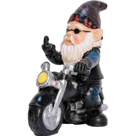 Bunthaus Nain De Jardin Pour Moto - 13,3 Cm X 13 Cm - Statue - Étanche - Protection Solaire - Décoration De Jardin - Nain Pour Le Jardin - Décoration De Terrasse - Décoration De Balcon