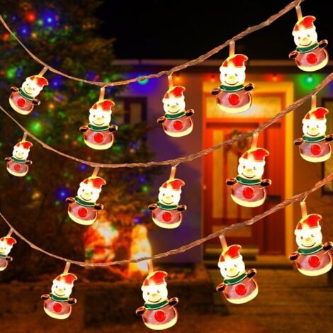 Bunthaus Guirlande Lumineuse Bonhomme De Neige, 3 M, 20 Led, À Piles, Pour Mariage, Fête, Jardin, Balcon, Blanc Chaud