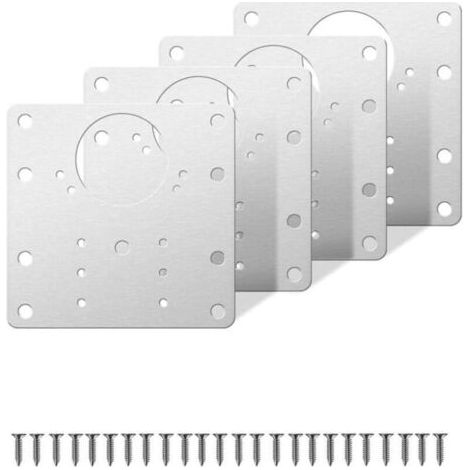 Bunthaus 4pcs Plaque De Réparation Plaque De Fixation De Réparation De Porte D'Armoire En Acier Inoxydable Avec Vis De Montage Pour Meubles De Porte D'Armoire De Cuisine