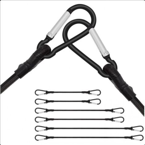 Bunthaus Lot De 6 Tendeurs Élastiques Avec Mousqueton, Tendeurs Elastique Avec Crochets 60 Cm 100 Cm 150 Cm, Long Élastiques Sandows Avec Mousqueton Pour Camping, Bâches, Porte Vélos, Tente, Voiture