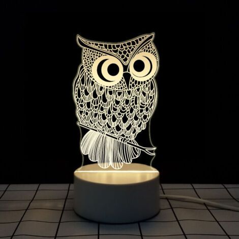 Bunthaus 3d (hibou) Led Lumière Chaude Usb Veilleuse Bureau Lumière Led Décoration Chambre D'Enfant Lumière Créative Cadeau