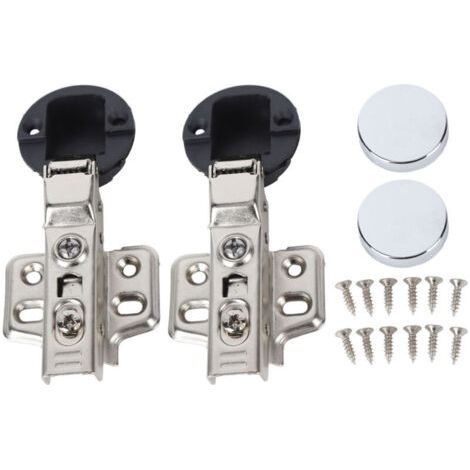 Bunthaus Lot De 2 Charnières Amorties Pour Porte Vitrée – Acier Inox 201 – Cup 35 Mm – Coudée Moyenne (semi-recouvrement 9 Mm)