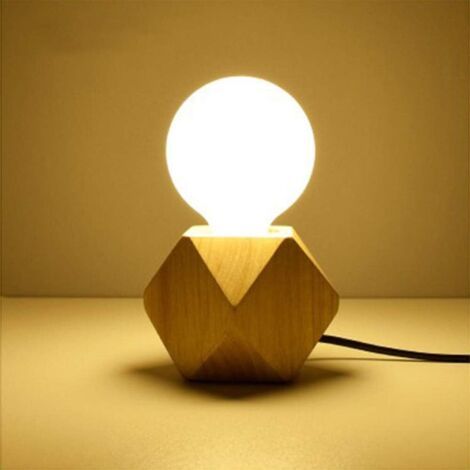 Bunthaus Lampe De Table Moderne E27, Base En Bois, Design Classique Créatif, Pour Maison, Chambre, Salon, Cuisine [classe Énergétique A+]