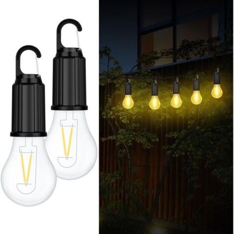 Bunthaus Lanterne De Camping, Usb C Ampoule Rechargeable, Blanc Chaud 3000k, 3 Modes, Ampoule Camping Tente Avec Crochet, Lampe Rechargeable Portable Pour Camping, Randonnée, Aventure, Jardin (2pcs)