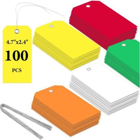 100pcs Etiquette Prix En Plastique, Étiquettes De Prix Avec Fil, Étiquette Étanche À L'Eau Rigide, Étiquettes De Prix En Vierges Inscriptibles Pour Etiquette Vetement Bijoux Cadeaux