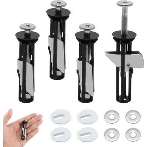 Bunthaus Ensemble D'Accessoires Pour Abattant De Toilette (4 Pièces), Pièces De Rechange Universelles Pour Fixations Et Charnières De Couvercle