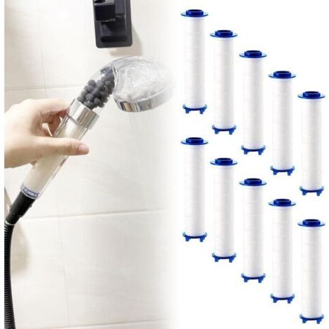 10 Pcs Filtre Pommeau De Douche 9,5 Cm, Filtre Pommeau De Douche Anti Calcaire En Coton Pp, Recharge Filtre Pour Pommeau De Douche Anti Calcaire