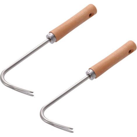 Bunthaus Lot De 2 Désherbeurs Manuels De Jardin, Manche En Bois, Outil Pratique Pour Entretien Extérieur
