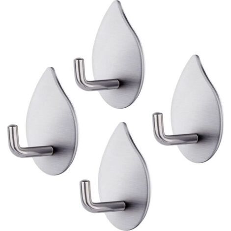 Bunthaus Lntyq Crochet Adhésif, 4 Pièces Crochet Autocollant Acier Inox 304 Patere Murale Imperméable Résistant Porte Serviette Salle De Bain Crochet Mural Pour Chambre Cuisine Salle De Bains