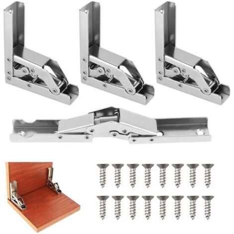 Bunthaus 4 Pièces Charniere Porte Placard, Charnières De Porte Pliables À 90 Degrés, Charniere Invisible Placard, Charnière D'Étagère Pliante Avec 16 Vis, Pour Armoires De Porte Cuisine