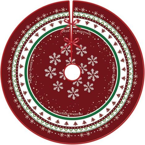 Bunthaus Jupe Pour Sapin De Noël Jupe Ronde De 90 Cm - Tapis À Motif Flocons De Neige Avec Éléments Classiques Pour Les Décorations De Sapin Et Les Fêtes De Noël