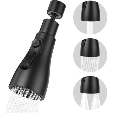 Bunthaus Douchette Evier Cuisine Robinet 360 Degres, 3 Modes Embout Robinet Cuisine Avec Aerateur, Mitigeur Evier Cuisine Tete De Robinet Rotative, Adaptateur Robinet Universal Orientable