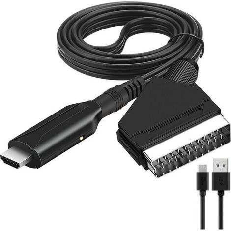 Bunthaus Adaptateur Péritel Vers Hdmi, Convertisseur Péritel Vers Hdmi Avec Câble Hdmi, Scart Vers Hdmi Convertisseur, Pour Full Hd Tv 720p/1080p,audio Vidéo Pour Lecteur Dvd Sky Blu-ray Stb Vhs Xbox