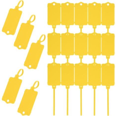 Bunthaus Lot De 100 Étiquettes D'Expédition En Plastique, 3,7 X 6,3 Cm, Étiquettes Imperméables Inscriptibles Avec Sangle D'Étanchéité, Étiquette D'Attache De Câble Pour Clés, Bagages, Logistique