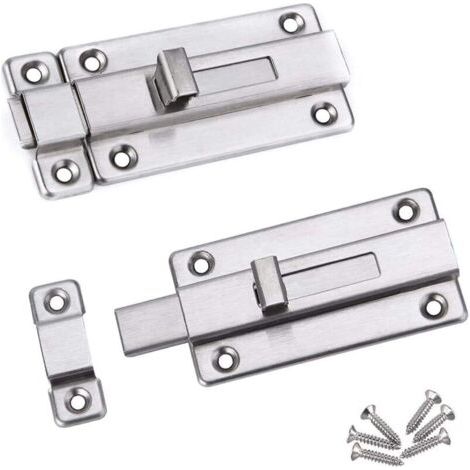 Bunthaus Lot De 2 Targettes 3.0 Pouces Verrou De Porte À Boulon Coulissant Avec 12 Vis Verrou De Porte En Acier Inoxydable Pour Tous Les Types De Portes Intérieures