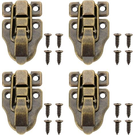 4pcs Fermoirs Pour Boite En Bois, Rétro Loquet De Fermeture Malle Et Coffre, Avec Vis,loquet Boîtes Petite Taille Rétro Fermoir Pour Boîte À Bijoux,coffrets,valises