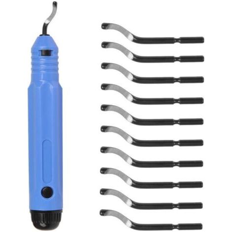 Bunthaus Ensemble D'Outils D'Ébavurage À Poignée En Métal Avec 10 Lames De Rechange Lame Rotative À 360 ° Pour Imprimantes 3d Métal Plastique Aluminium Bois Et Acier Inoxydable