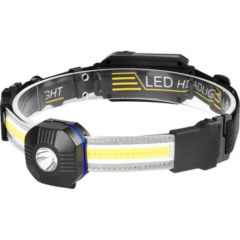 Bunthaus Lampe Frontale Rechargeable Usb, Lampes Frontales À Led Xpg + Cob Avec Voyant D'Avertissement, Éclairage 210°