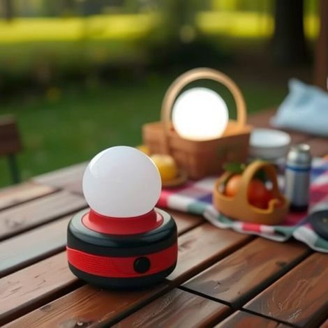 Pair Lanterne Led Ronde Portable D'Extérieur Avec Aimants Et Crochet Pour Le Camping, La Lecture, La Pêche Et Plus Encore (rouge)