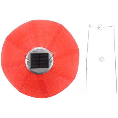 Lanterne Solaire En Tissu Led Étanche Ip55 Style Chinois Pour Jardin Fête Extérieur Rouge-