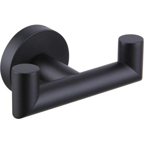 Bunthaus Lntyq Porte-serviettes Double Noir Mat, Porte-serviettes De Salle De Bain En Acier Inoxydable, Porte-serviettes Mural