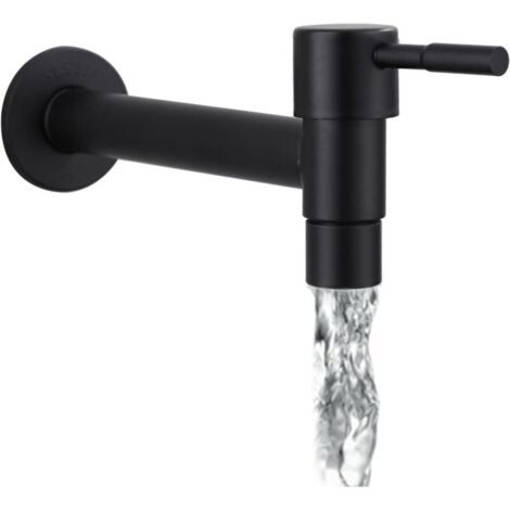 Bunthaus Robinet D'Eau Froide Monté Murale, Acier Inoxydable Noir Mat Robinet Salle De Bain Ou Cuisine Élégant