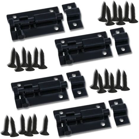Bunthaus Loquet Noir 4 Pièce Verrou De Porte À Boulon Coulissant Acier Inoxydable Loquet De Porte Coulissant Serrure Loquet Verrou De Porte Coulissant Loquet Porte Pour Portail De Jardin Cabanon