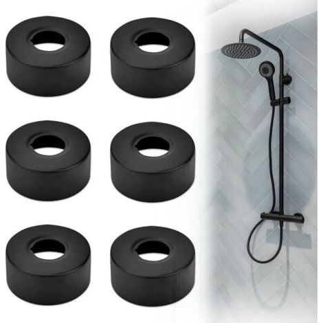 Bunthaus Lntyq 6 Pièces Rosace Mitigeur Douche, Cache Tuyau Plomberie Rosace Robinet En Acier Inoxydable Rosace Radiateur Pour Robinets Tuyau De Douche Radiateur 25 Mm(noir)