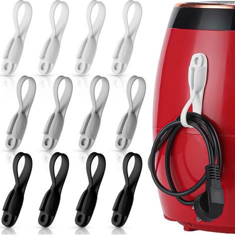Bunthaus 12 Pcs Organiseurs De Cordons Pour Appareils Électroménagers Organisateur De Câbles Adhésifs En Silicone Pour Friteuse À Air Grille-pain Accessoires De Remise De Diplôme (noir, Blanc, Gris)