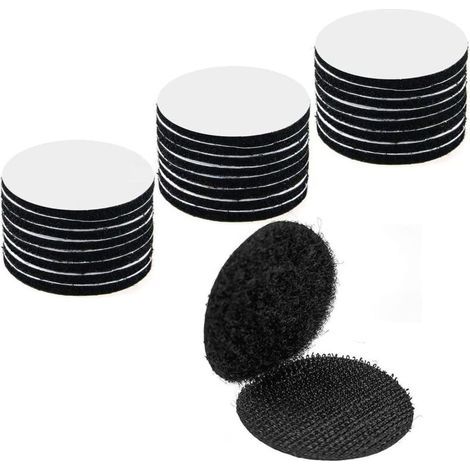 Pair 30pièces Noir Scratch Autocollant Double Face,bande Auto-adhésif, Adhesif Double Face Extra Fort, Rond (5 X 5cm)