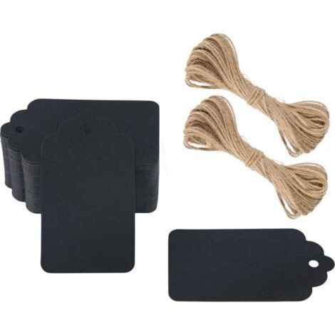 Bunthaus Lot De 100 Étiquettes Cadeaux En Papier Kraft, 5 Cm X 3 Cm, Vierges, Avec 20 Mètres De Ficelle De Jute, Pour Loisirs Créatifs Et Mariages (noir).