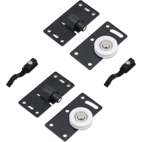 Bunthaus Csparkv (noir)2 Ensembles De Rouleau De Porte Coulissante, Roues De Rouleau De Meubles, Kits De Piste D'Engrenage De Roues En Nylon Muets, Pour Fenêtre De Placard Armoire Penderie