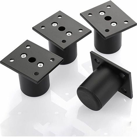 Bunthaus 4pcs Pieds De Meuble Ajustable Pieds De Lit Rehausser Le Meuble Pied En Alliage D'Aluminium Pour Sommier,armoire,table (noir,hauteur 50mm)