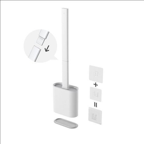 Bunthaus Brosse Wc En Silicone Amovible, Fixation Murale, Noire, Anti-goutte, Antibactérienne, Ventilée, Séchage Rapide Et Sans Odeur, Fixation Murale/au Sol, Blanche