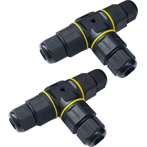 Bunthaus Csparkv 2pcs Premium Boîtes De Jonction T-forme 4～9mm (noir, Pa66), 3 Broches Connecteur De Câble, Connecteur Étanche Ip68, Connecteurs Boîtier Électrique Extérieur