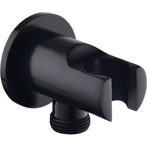 Bunthaus Support De Douchette, Coude De Raccordement Mural Avec Support De Douche, Support De Pomme De Douche Rond, Coude De Douche Universel Avec Support De Douche/raccord De Douchette (noir)