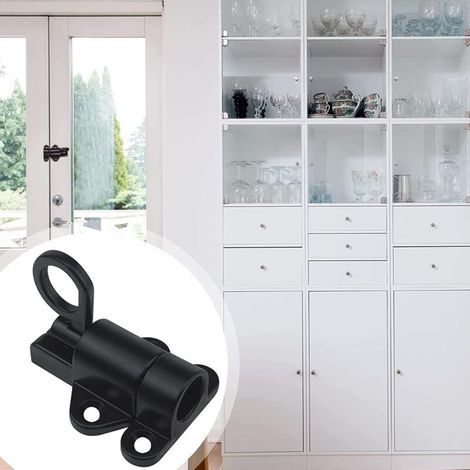 Bunthaus 4 Pièces Verrou Porte À Rebond, Loquet Porte Ressort Automatique Noir Avec Vis Pour Portes En Bois Et Fenêtres Armoires Penderies