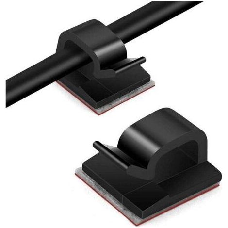 Bunthaus 10pcs Noir Clips Câbles,attache Cable Adhesif Rangement De Accroche Cable Fixation Auto Collant, Cavalier Cable Electrique,pour La Gestion Des Câbles