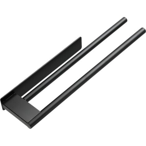 Bunthaus Porteserviettes Autocollant Double Tige Sans Perçage, En Inox 304, Noir, Idéal Pour Salle De Bain Et Cuisine