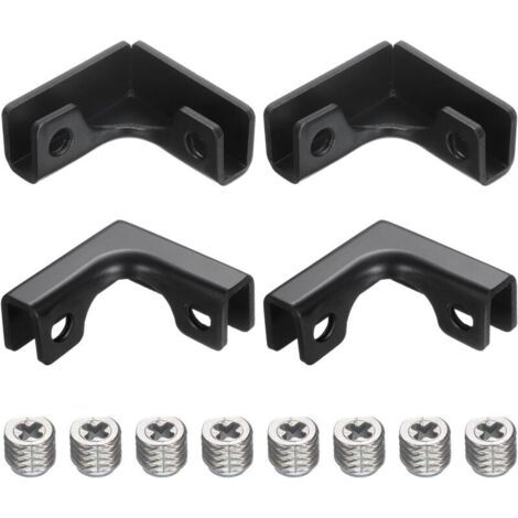 Bunthaus Lntyq 4pcs Attache Fixation Verre, Pour 3-7mm Support Fixation Verre En L, Attache Renforcée En Alliage D'Aluminium Pour Vitrine, Aquarium (noir)