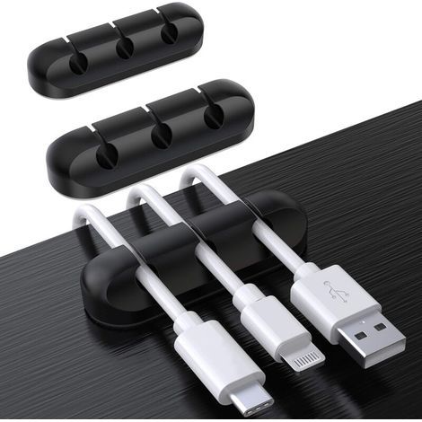 Clips Câble Organisateur Bureau, Lot De 3 Support De Câble, Organisateur De Cordon, Gestion Des Cables, Câble Rangement Pour Usb Câbles De Chargeur/souris/écouteur/pc，noir 3 Trous