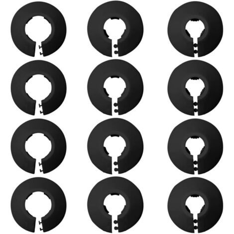 Bunthaus Lntyq Cache Tuyau Plomberie, 12 Pièces Couvercle De Tuyau De Radiateur Colliers, Rosaces Pour Tuyaux De Chauffage, Rosace Radiateur, Pour Tuyau De Type 12， Noir