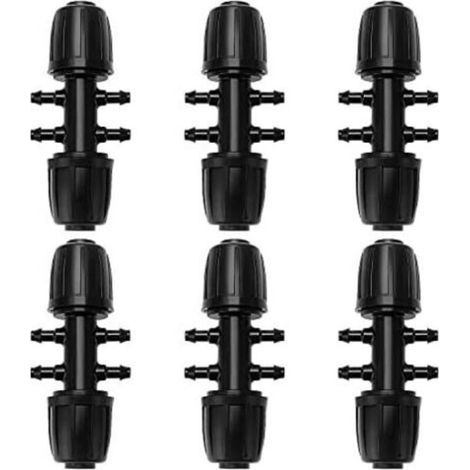 Bunthaus Csparkv 10x2.7cm 6-voies Raccord De Tuyau D'Irrigation, Connecteur D'Irrigation Goutte À Goutte À 6-voies Pour Jardin, Pelouse, Noir
