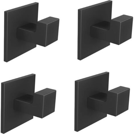 Bunthaus Crochets Auto-adhésifs Noirs Pour Salle De Bain, Cuisine, Chambre, Garage, Hôtel, Placard, Lot De 4, Noirs